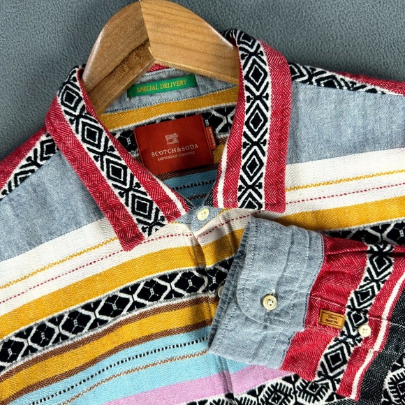 Scotch & Soda Other - Scotch Soda Mens Large Red Colorful Special Delivery Aztec Navajo Western